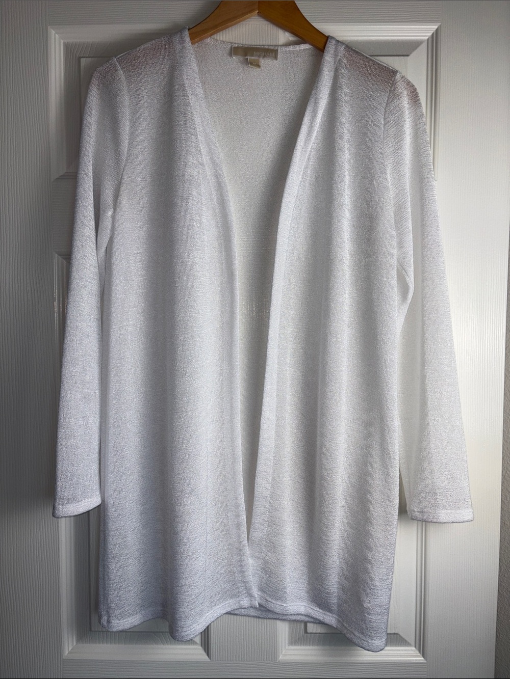 MICHAEL Michael Kors White Sheer Open Front Cardigan Sweater M